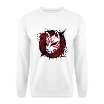 Rote Kitsune Maske im Anime-Stil - Unisex Pullover - Weiß - Vorne