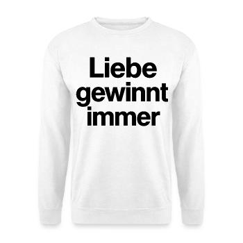 Liebe gewinnt immer Schriftzug Motiv CSD LGBTQ - Unisex Pullover - Weiß - Vorne