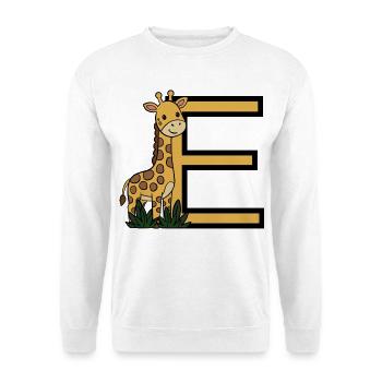 Giraffe mit Buchstabe E - Unisex Pullover - Weiß - Vorne
