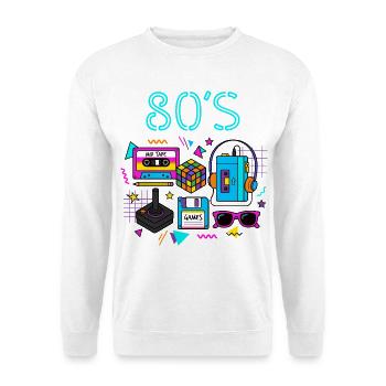 Retro Neon 80er Spielhalle - Unisex Pullover - Weiß - Vorne