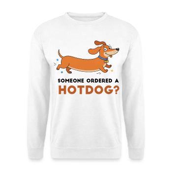 Hotdog? Verspielte Dackler-Illustration - Unisex Pullover - Weiß - Vorne