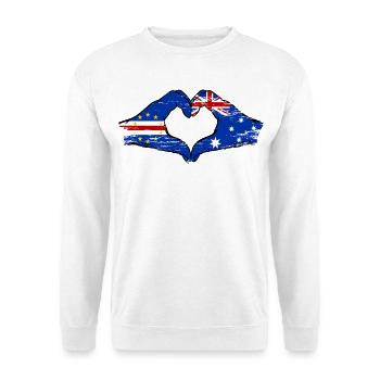 Mains du drapeau australien du Cap-Vert en forme de cœur utilisées - Sweat-shirt Unisexe - blanc - Devant