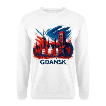 Gdańsk Danzig Skyline Wappen: Patriotischer Stolz - Unisex Pullover - Weiß - Vorne
