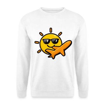 Lustiges Urlaub Motiv mit Flugzeug & Sonne - Unisex Pullover - Weiß - Vorne