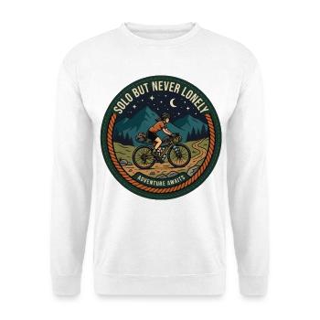 Solo-, aber niemals einsames Bikepacking-Patch - Unisex Pullover - Weiß - Vorne