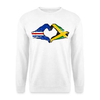 Cape Verde Jamaica flag hands heart shape used - Unisex Sweatshirt - white - Front