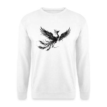 Phoenix Sumi-e Schwarze Tinte Renaissance-Vogel von Fe - Unisex Pullover - Weiß - Vorne