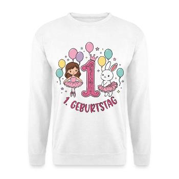  1. Geburtstag Ballerina  - Unisex Pullover - Weiß - Vorne