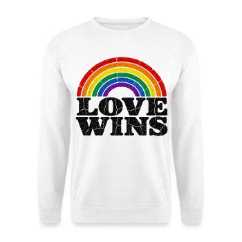 Love Wins Regenbogen CSD Vintage Spruch - Unisex Pullover - Weiß - Vorne