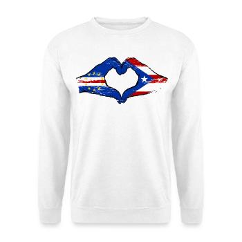 Kap Verde Puerto Rico Flagge Hände Herzform used - Unisex Pullover - Weiß - Vorne