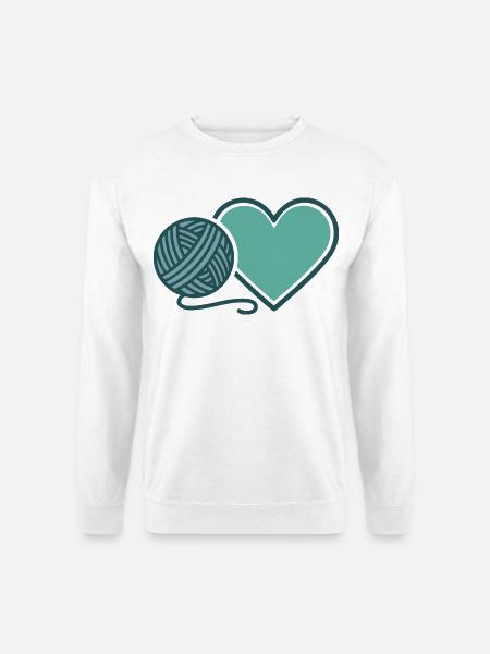 Lustige Häkelgarnliebhaber Herz-Häkelnadel - Unisex Pullover - Weiß