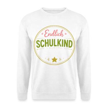 Endlich Schulkind Abzeichen - Unisex Pullover - Weiß - Vorne