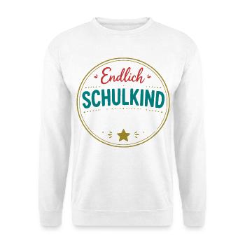 Endlich Schulkind Badge - Unisex Pullover - Weiß - Vorne