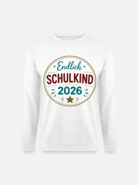 Endlich Schulkind 2026 Badge - Unisex Pullover - Weiß