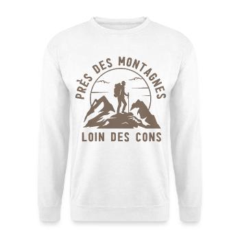 Randonneur au Sommet — Badge Montagne - Sweat-shirt Unisexe - blanc - Devant