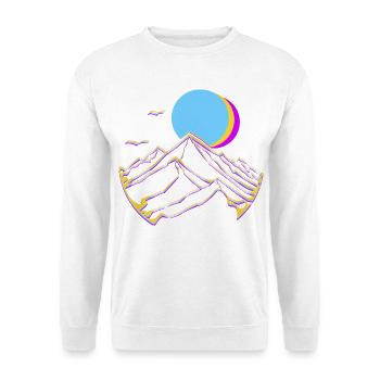 Neon Mountains Moon Sun Geometric Peaks - Unisex Sweatshirt - white - Front