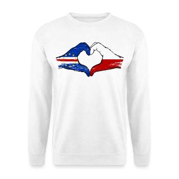 Cape Verde Poland Flag Hands Heart Shape Used - Unisex Sweatshirt - white - Front
