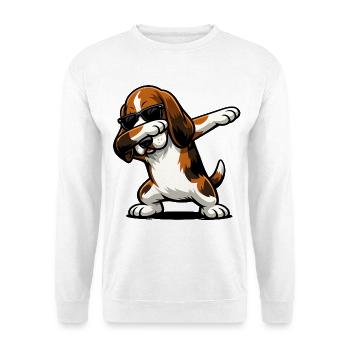 Dabbing Basset Hound in Comic Style - Unisex Sweatshirt - white - Front