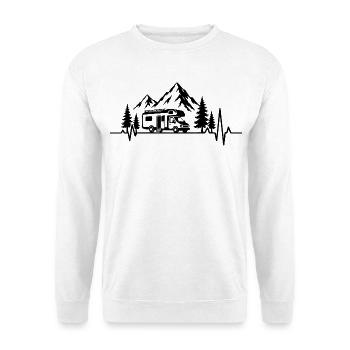 Camping amoureux avec battement de cœur et camping-car - Sweat-shirt Unisexe - blanc - Devant