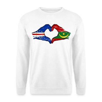 Cape Verde Mauritania Flag Hands Heart Shape - Unisex Sweatshirt - white - Front