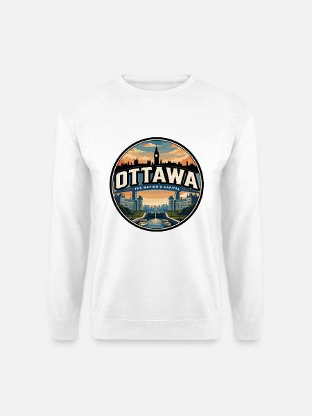 Retro Ottawa Parliament Reiseabzeichen - Unisex Pullover - Weiß