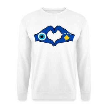Mains du drapeau du Kosovo Nazar en forme de cœur utilisées - Sweat-shirt Unisexe - blanc - Devant