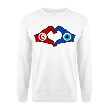 Drapeau du Nazar de Tunisie Mains en forme de cœur - Sweat-shirt Unisexe - blanc - Devant
