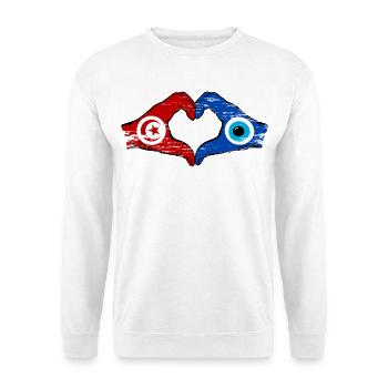 Tunisia Nazar Flag Hands Heart Shape Used - Unisex Sweatshirt - white - Front