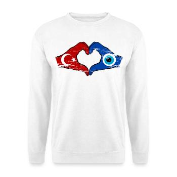 Nazar de Dinde Flagge_Hände forme de cœur utilisée - Sweat-shirt Unisexe - blanc - Devant
