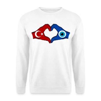Drapeau de Nazar Turc Mains en forme de cœur - Sweat-shirt Unisexe - blanc - Devant