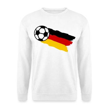 Deutschland Fußball Flaggenkunst - Unisex Pullover - Weiß - Vorne - Alina (178cm) & Michal (187cm)
