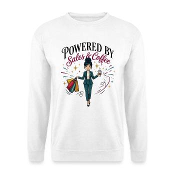 Powered By Sales and Coffee East AsianWoman - Unisex Sweatshirt - white - Front