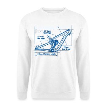 MTB Blueprint: Full-Suspension Frame Tech - Unisex Sweatshirt - white - Front