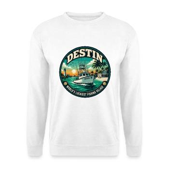 Destin Luckiest Fischerdorf Retro-Emblem - Unisex Pullover - Weiß - Vorne
