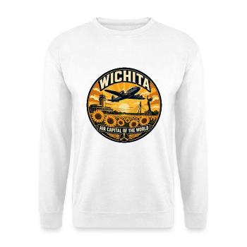 Wichita Air Capital Retro Aviation Badge - Unisex Sweatshirt - white - Front