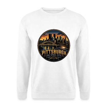 Pittsburgh Steel City Retro Bridge Welding Badge - Unisex Sweatshirt - white - Front