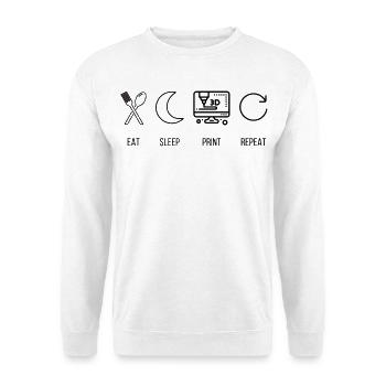 Eat Sleep Print Repeat 3D Druck Maker - Unisex Pullover - Weiß - Vorne