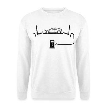 Electric car love with heartbeat Electric cars - Unisex Sweatshirt - white - Front
