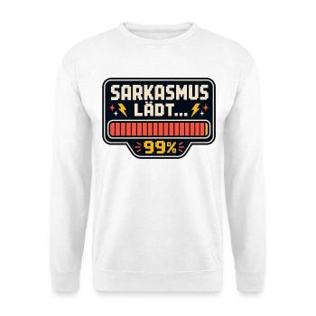 Sarkasmus lädt 99% – Lustiger Spruch - Unisex Pullover - Weiß - Vorne