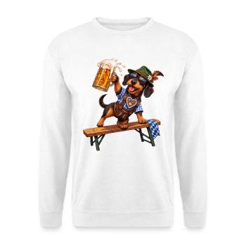 Teckel drôle avec de la bière en costume bavarois - Sweat-shirt Unisexe - blanc - Devant