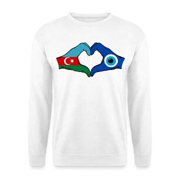 Aserbaidschan Nazar Flagge Hände Herzform - Unisex Pullover - Weiß - Vorne