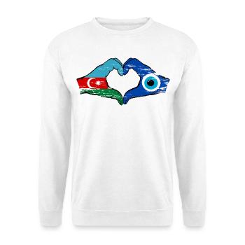 Azerbaijan Nazar Flag Hands Heart Shape Used - Unisex Sweatshirt - white - Front