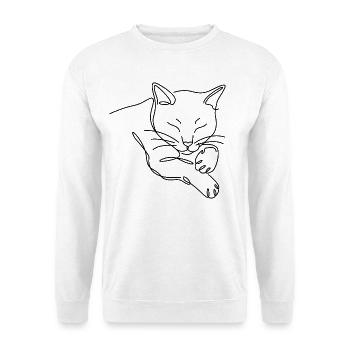 Sleeping Cat Silhouette of Black Lines - Unisex Sweatshirt - white - Front