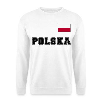 Polen Trikot Look – POLSKA mit Fahne bzw. Flagge - Unisex Pullover - Weiß - Vorne