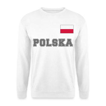 Polen Trikot Look – POLSKA mit Fahne bzw. Flagge - Unisex Pullover - Weiß - Vorne
