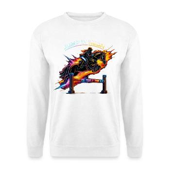 Jump in Neon – Pferdesport & Springreiten - Unisex Pullover - Weiß - Vorne