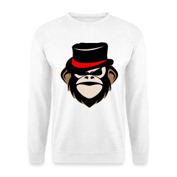 Affe mit rotem Band-Zylinder - Unisex Pullover - Weiß - Vorne