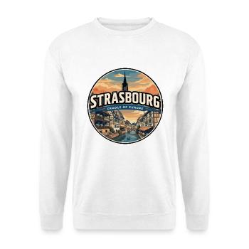 Retro Straßburger Petite France Abzeichen - Unisex Pullover - Weiß - Vorne