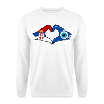 Serbien Nazar Flagge Hände Herzform used - Unisex Pullover - Weiß - Vorne