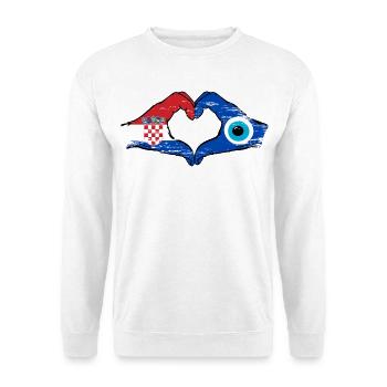 Kroatien Nazar Flagge Hände Herzform used - Unisex Pullover - Weiß - Vorne